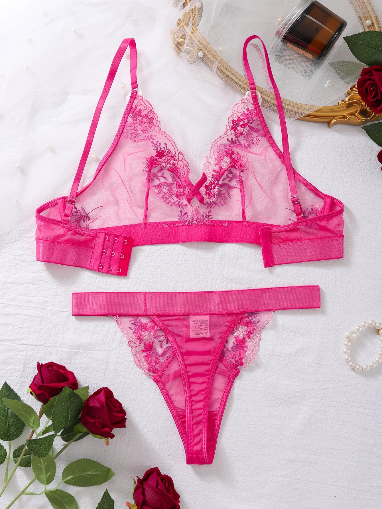 Sexy V-Neck Lace Lingerie Set