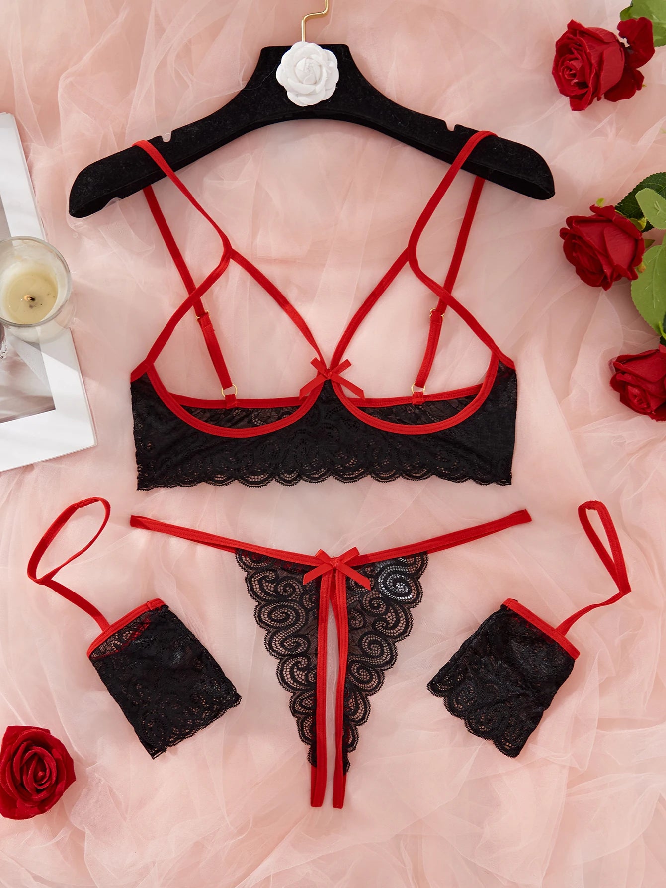 Sensual Peekaboo Bra & Crotchless Panties Set