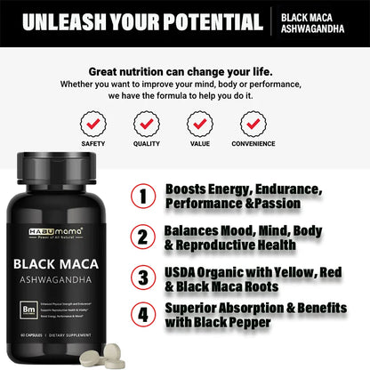 Black Maca Booster for Men – Premium Maca Supplements for Energy, Endurance & Muscle Mass Support