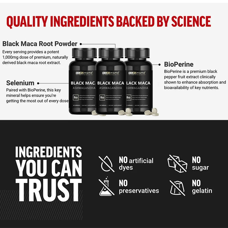 Black Maca Booster for Men – Premium Maca Supplements for Energy, Endurance & Muscle Mass Support